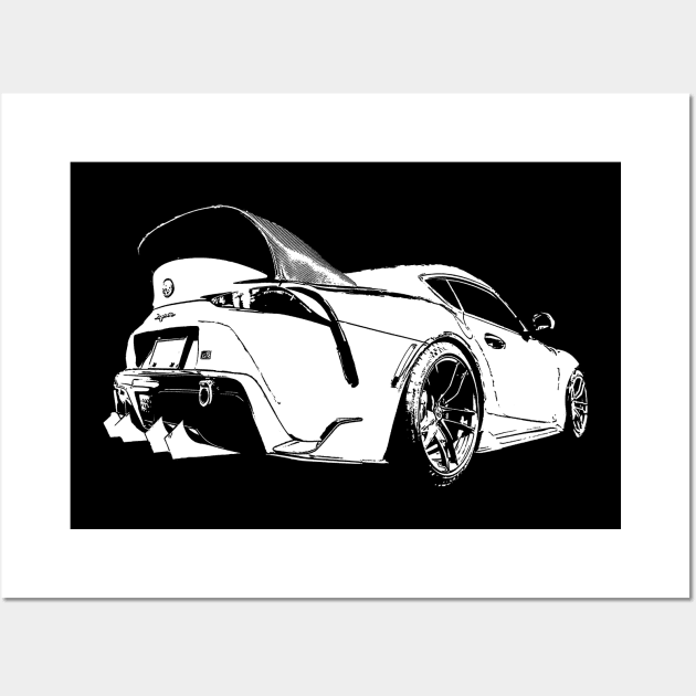 Toyota GR Supra Mk5 - white stylized on dark background Wall Art by mal_photography